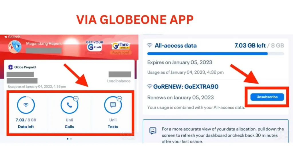 stop via globeone app