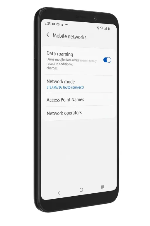 how to enable data roaming in android