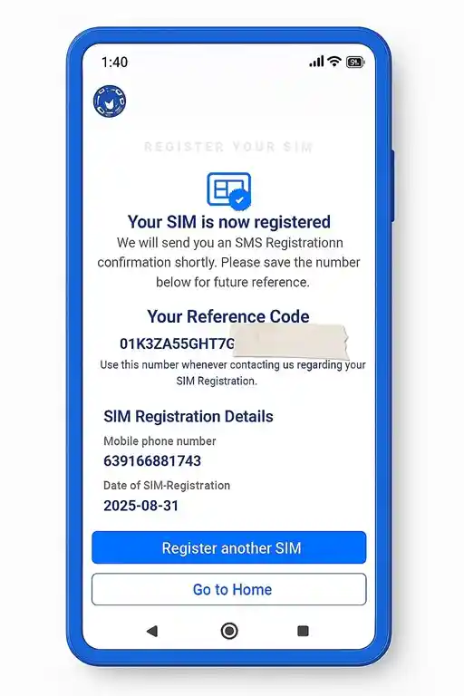 registration confirmation message