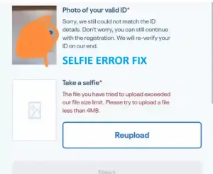 SELFIE ERROR FIX